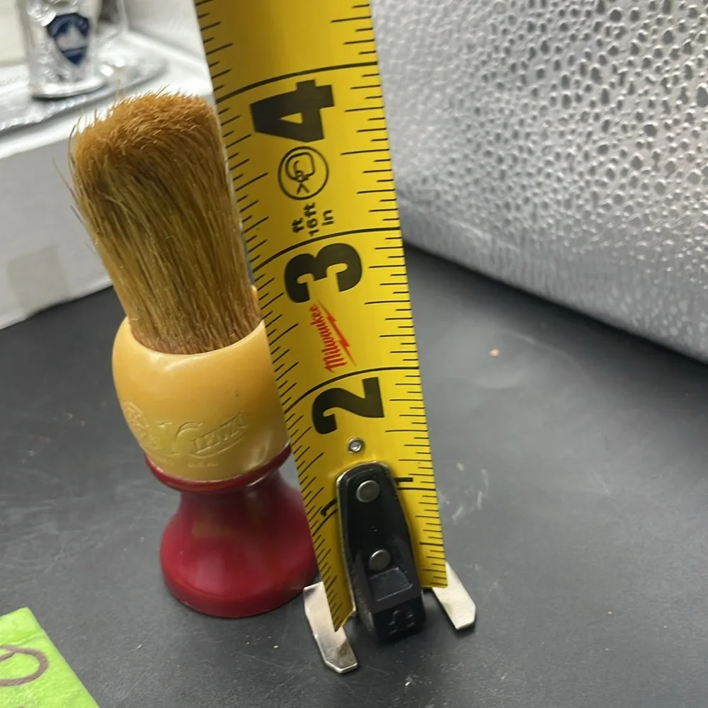 VINTAGE CELLULOID BARBER BRUSH with BADGER BRISTLES